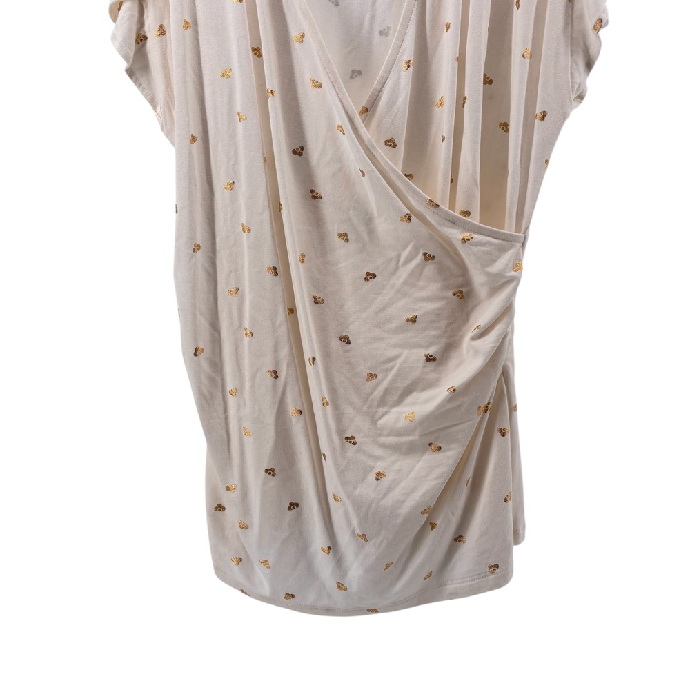 Boden Cream Gold Heart Print Flutter Sleeve Wrap Top Women's US 8 - Picture 4 of 8